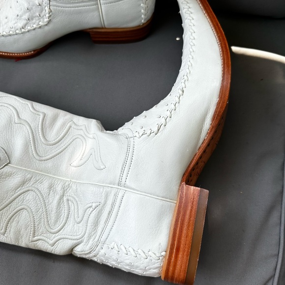 wild west boots leather 10 1/2 genuine ostrich new white cowboy - Picture 7 of 14